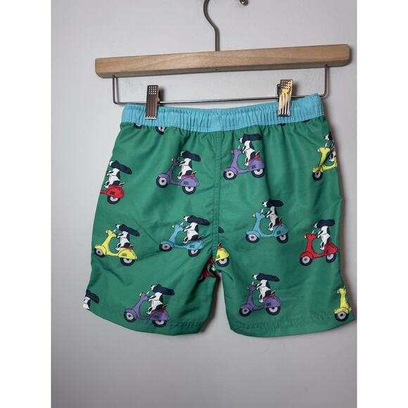 MINI BODEN Kids' Print Swim Trunks In Green Puppy Scooter Sz 7/8 NWT - Picture 3 of 11